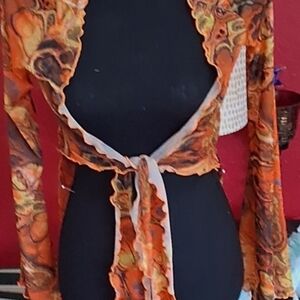 SHEIN Orange Tie-Front Top